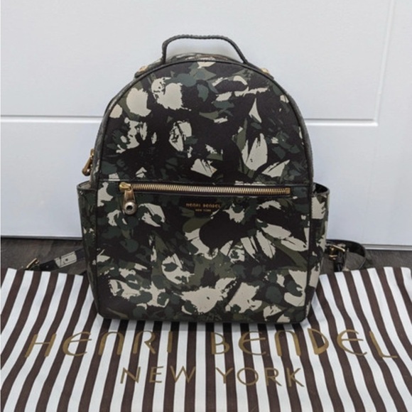 Henri Bendel Green and Black Patterned Backpack - Picture 3 of 7